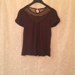 Red Shirt with Lace and Embellishment